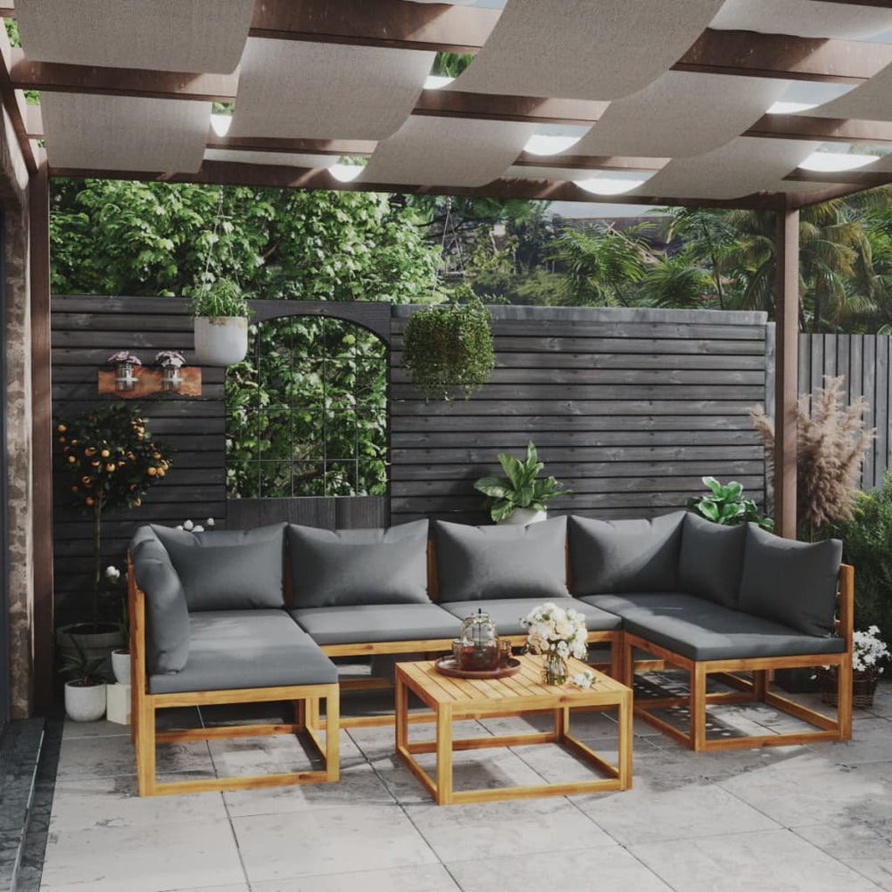 vidaXL Salon de jardin 7 pcs avec coussins Bois d'acacia massif