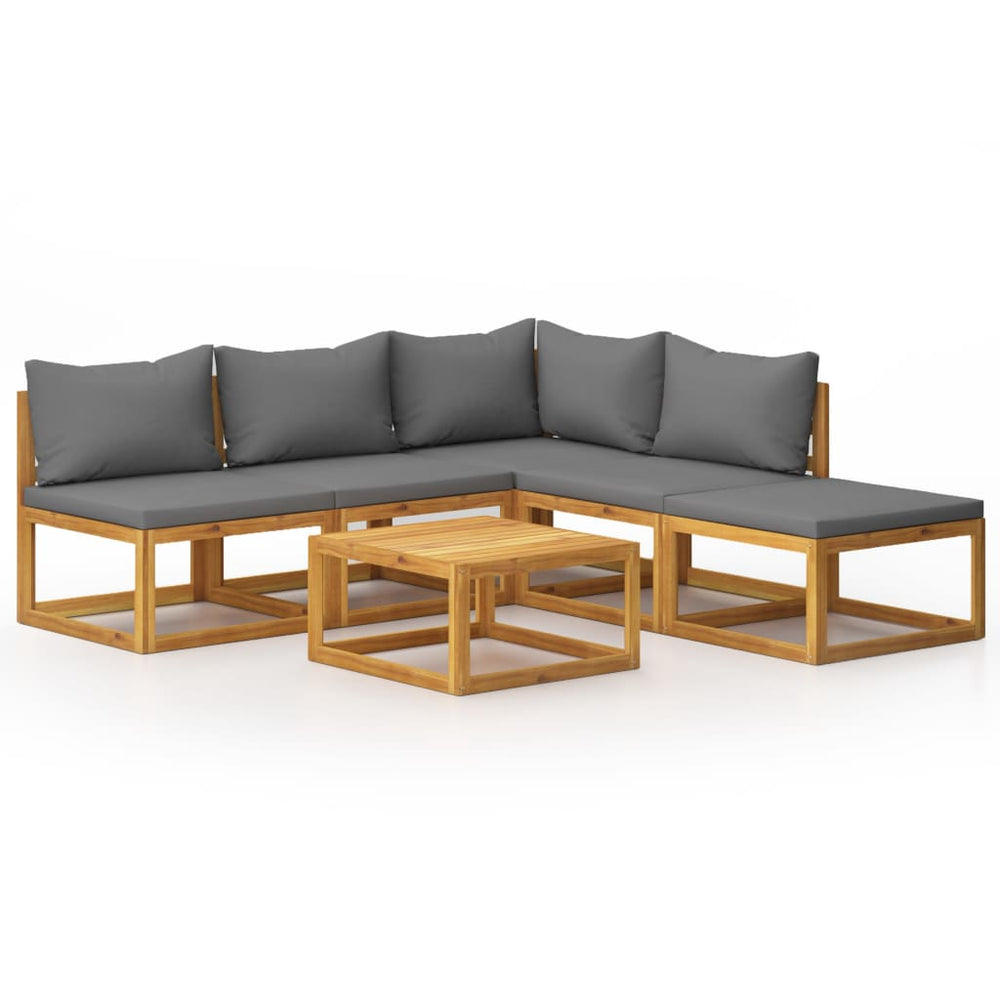 vidaXL Salon de jardin 6 pcs avec coussins Bois d'acacia massif