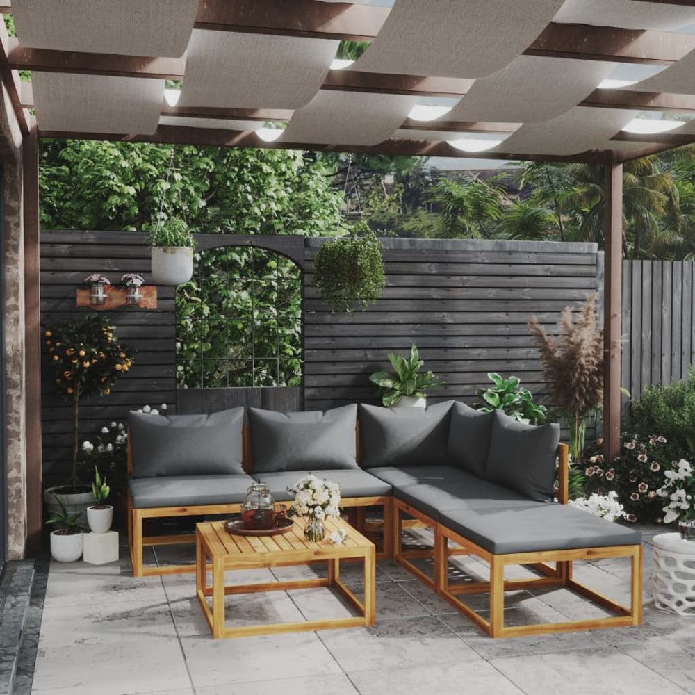 vidaXL Salon de jardin 6 pcs avec coussins Bois d'acacia massif