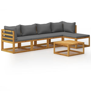 vidaXL Salon de jardin 6 pcs avec coussins Bois d'acacia massif