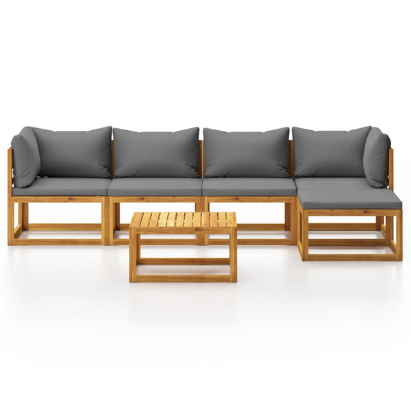 vidaXL Salon de jardin 6 pcs avec coussins Bois d'acacia massif
