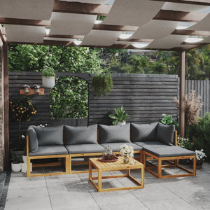 vidaXL Salon de jardin 6 pcs avec coussins Bois d'acacia massif