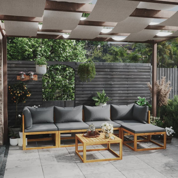vidaXL Salon de jardin 6 pcs avec coussins Bois d'acacia massif