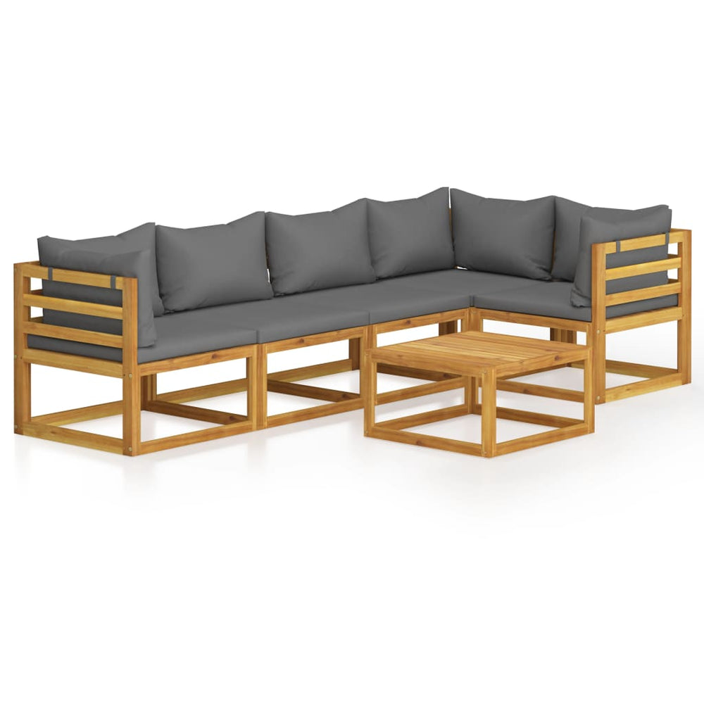 vidaXL Salon de jardin 6 pcs avec coussins Bois d'acacia massif