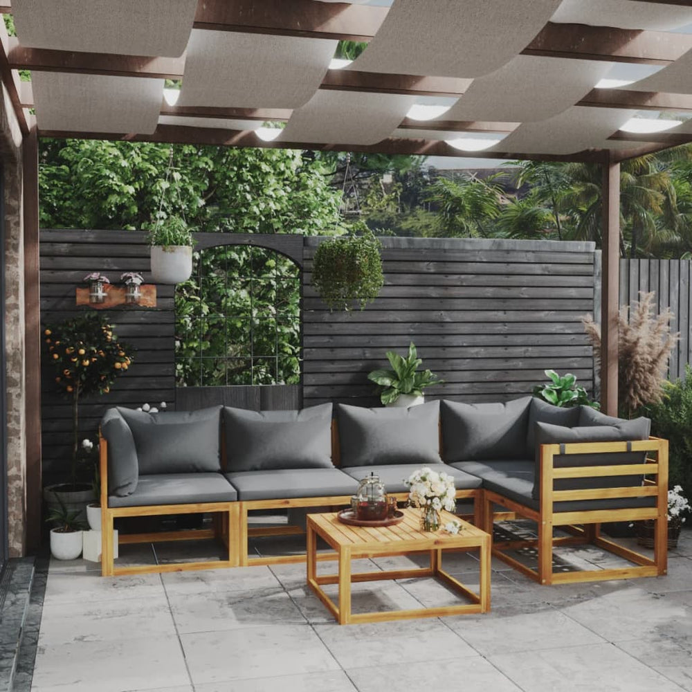 vidaXL Salon de jardin 6 pcs avec coussins Bois d'acacia massif