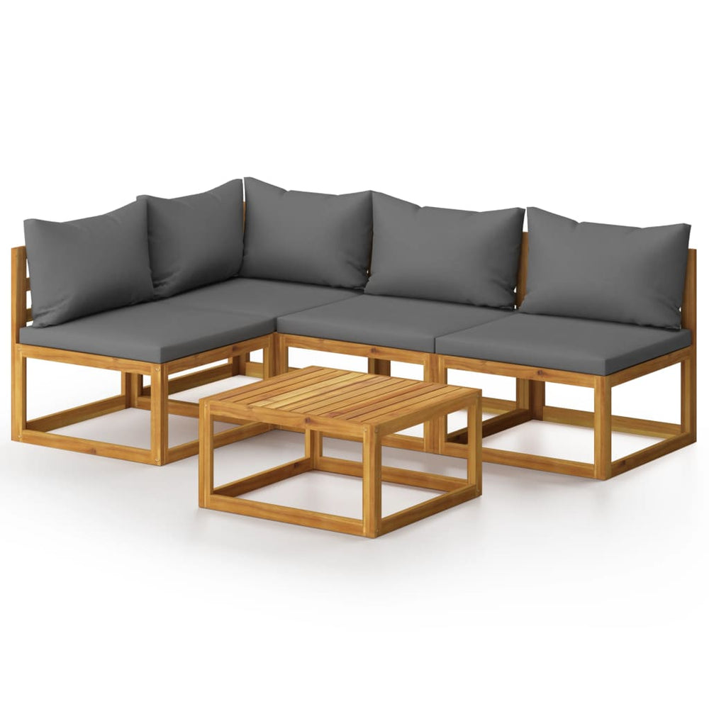 vidaXL Salon de jardin 5 pièces avec coussins Bois d'acacia massif