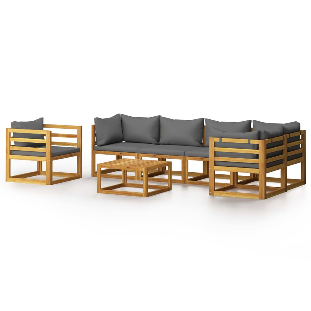 vidaXL Salon de jardin 7 pcs avec coussins Bois d'acacia massif