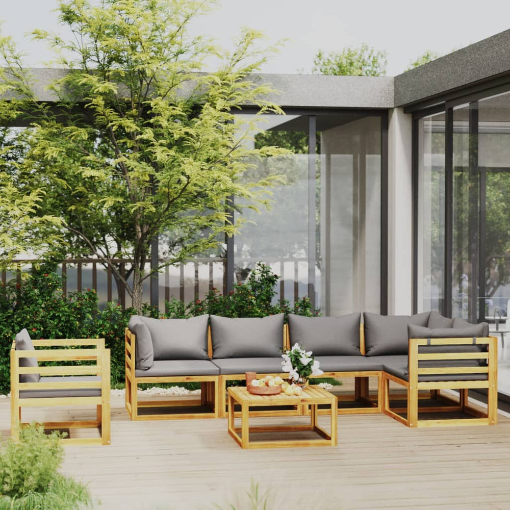 vidaXL Salon de jardin 7 pcs avec coussins Bois d'acacia massif