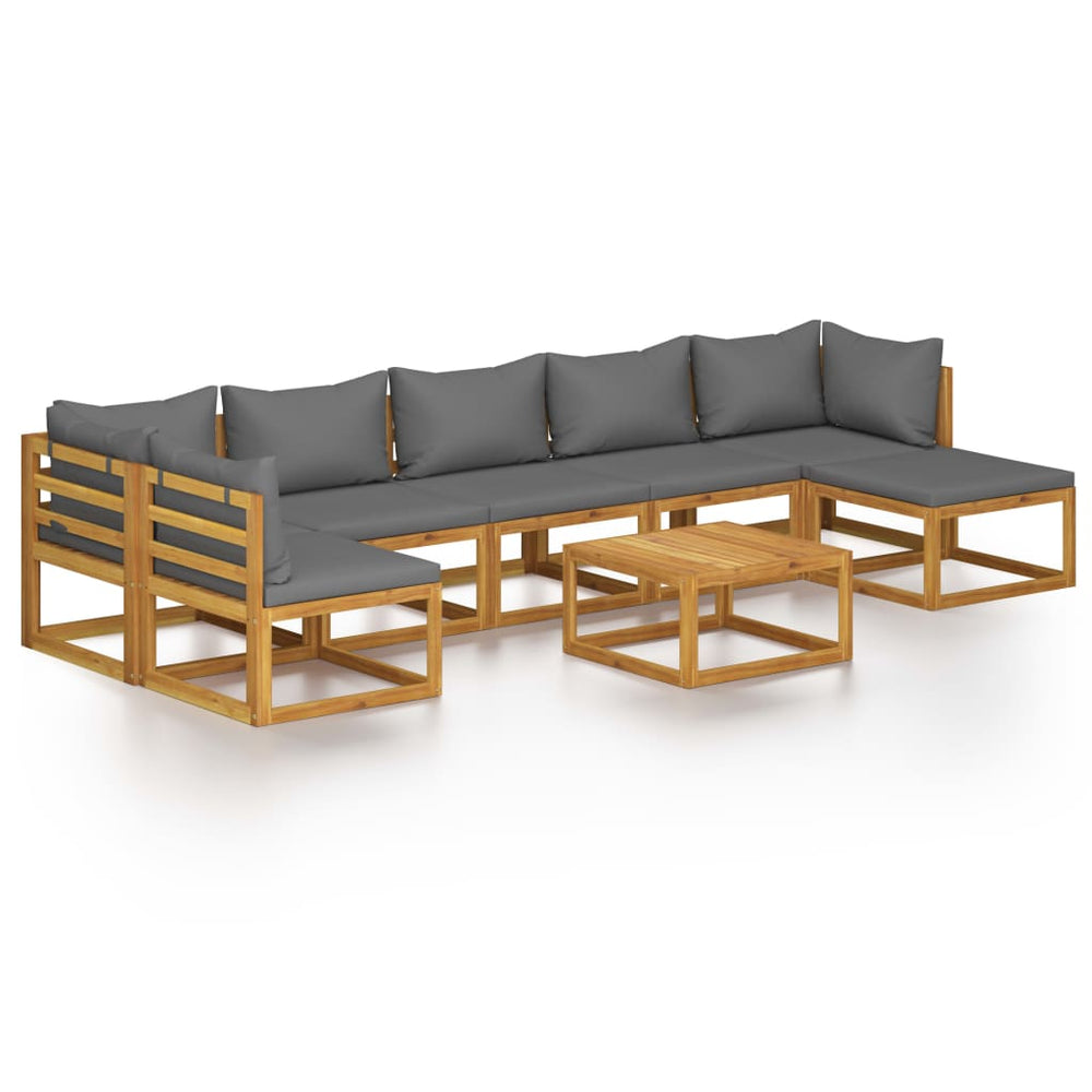 vidaXL Salon de jardin 8 pièces avec coussins Bois d'acacia massif