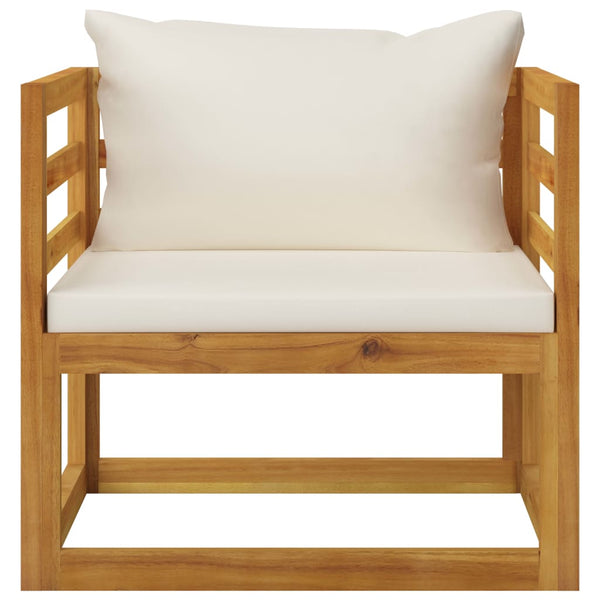 6-tlg. Garten-Lounge-Set mit Auflagen Creme Massivholz Akazie