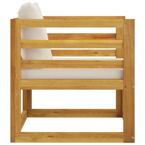 6-tlg. Garten-Lounge-Set mit Auflagen Creme Massivholz Akazie