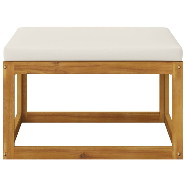 6-tlg. Garten-Lounge-Set mit Auflagen Creme Massivholz Akazie