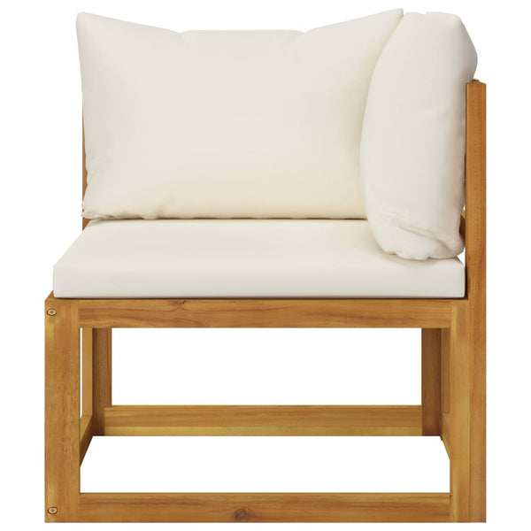 3-Sitzer-Gartensofa mit Auflage Creme Akazie Massivholz