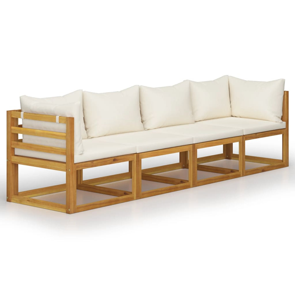 vidaXL Canapé de jardin 4 places avec coussins crème bois d'acacia massif