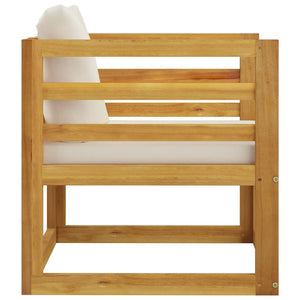 vidaXL Salon de jardin 5 pièces avec coussins crème, bois d'acacia massif