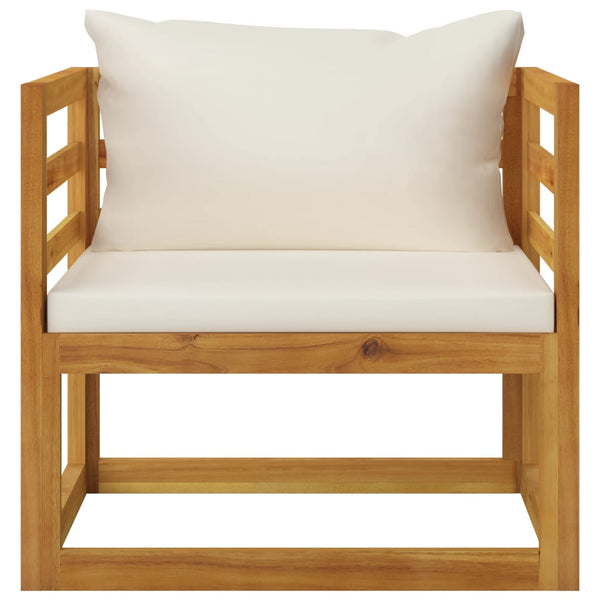 vidaXL Salon de jardin 5 pièces avec coussins crème, bois d'acacia massif