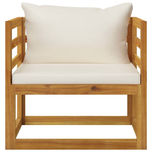 7-tlg. Garten-Lounge-Set mit Auflagen Creme Massivholz Akazie