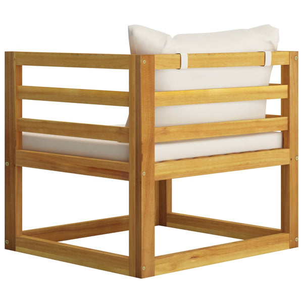 7-tlg. Garten-Lounge-Set mit Auflagen Creme Massivholz Akazie