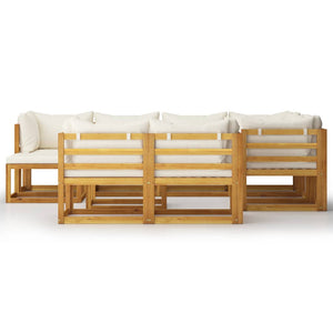 vidaXL Salon de jardin 10 pcs avec coussins crème Bois d'acacia massif