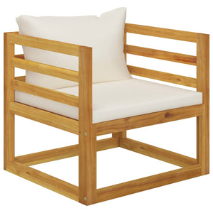 vidaXL Salon de jardin 12 pcs avec coussins crème Bois d'acacia massif