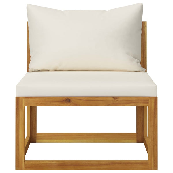 vidaXL Salon de jardin 12 pcs avec coussins crème Bois d'acacia massif
