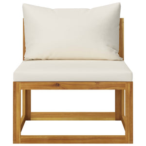 vidaXL Salon de jardin 6 pièces avec coussins crème Bois d'acacia massif