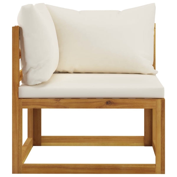 vidaXL Salon de jardin 6 pièces avec coussins crème Bois d'acacia massif