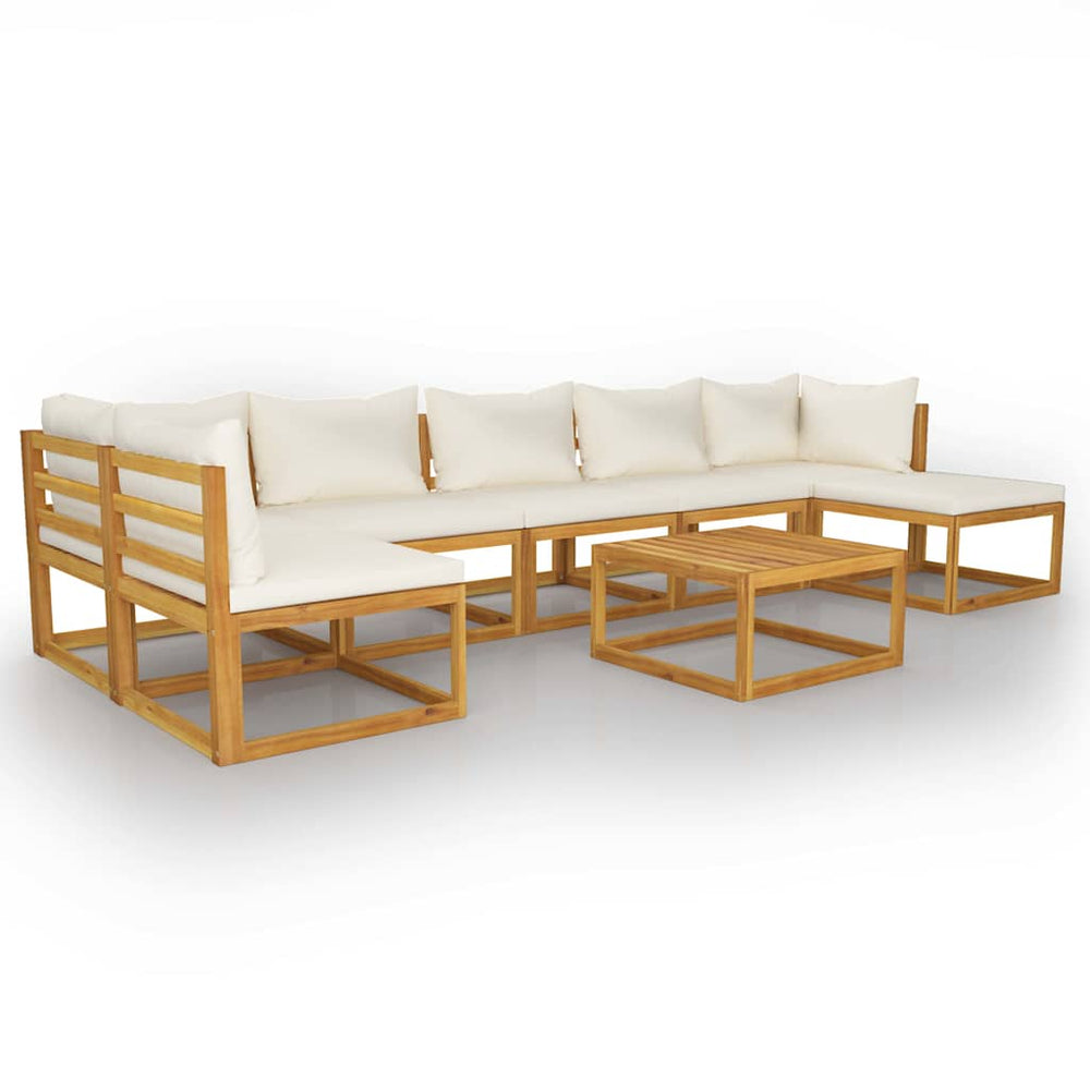 vidaXL 8-Piece Garden Lounge Set with Cushions Cream Solid Acacia Wood