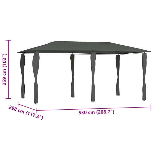 Pavillon mit Pfostenverkleidung 2,98x5,3x2,59 m Grau 160 g/m²