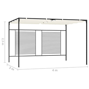 Pavillon mit Ausziehbarem Dach 3x4x2,3 m Cremeweiß 180 g/m²