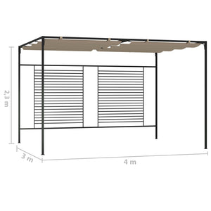 Pavillon mit Ausziehbarem Dach 3x4x2,3 m Taupe 180 g/m²