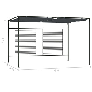 Pavillon mit Ausziehbarem Dach 4x3x2,3 m Anthrazit 180 g/m²