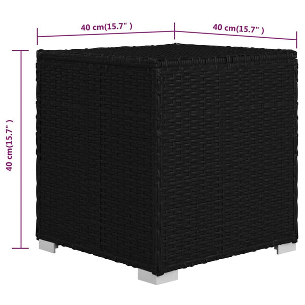 3-tlg. Garten-Sonnenliegen mit Teetisch Poly Rattan Schwarz
