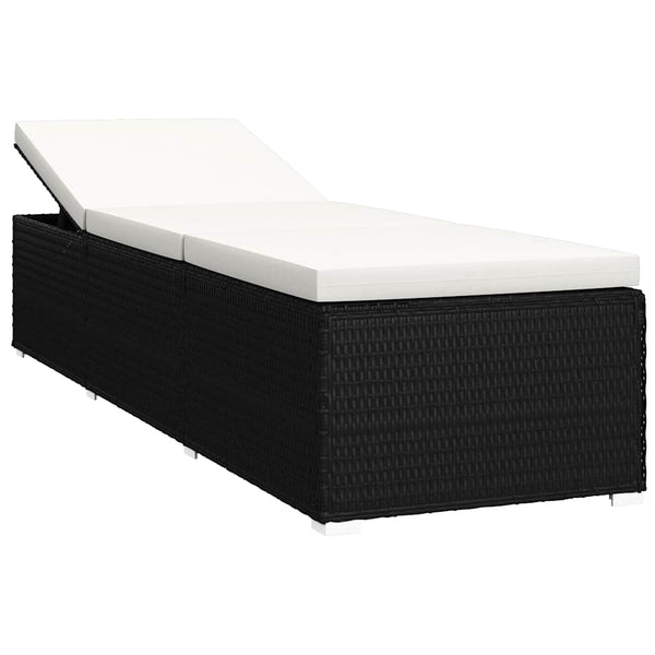 3-tlg. Garten-Sonnenliegen mit Teetisch Poly Rattan Schwarz