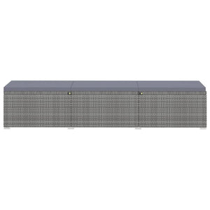 3-tlg. Garten-Sonnenliegen mit Teetisch Poly Rattan Grau