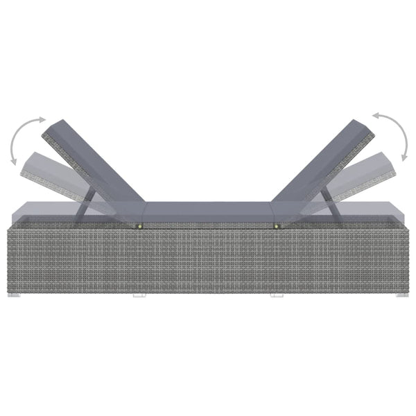 3-tlg. Garten-Sonnenliegen mit Teetisch Poly Rattan Grau