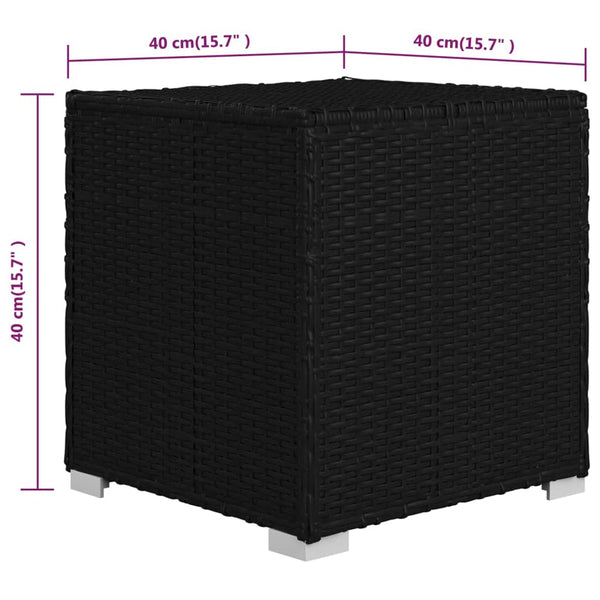 3-tlg. Garten-Sonnenliegen mit Teetisch Poly Rattan Schwarz