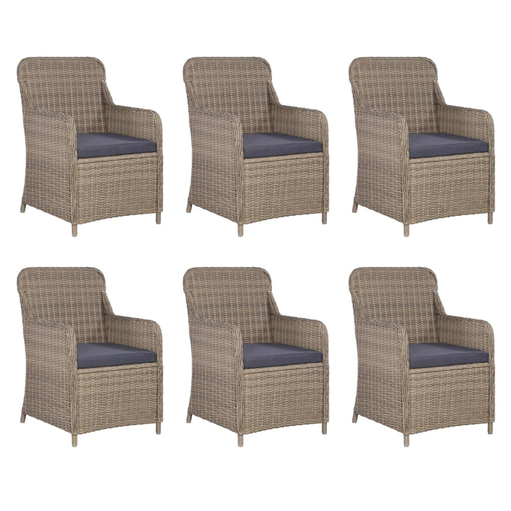 vidaXL 7-Piece Garden Dining Set Poly Rattan Brown