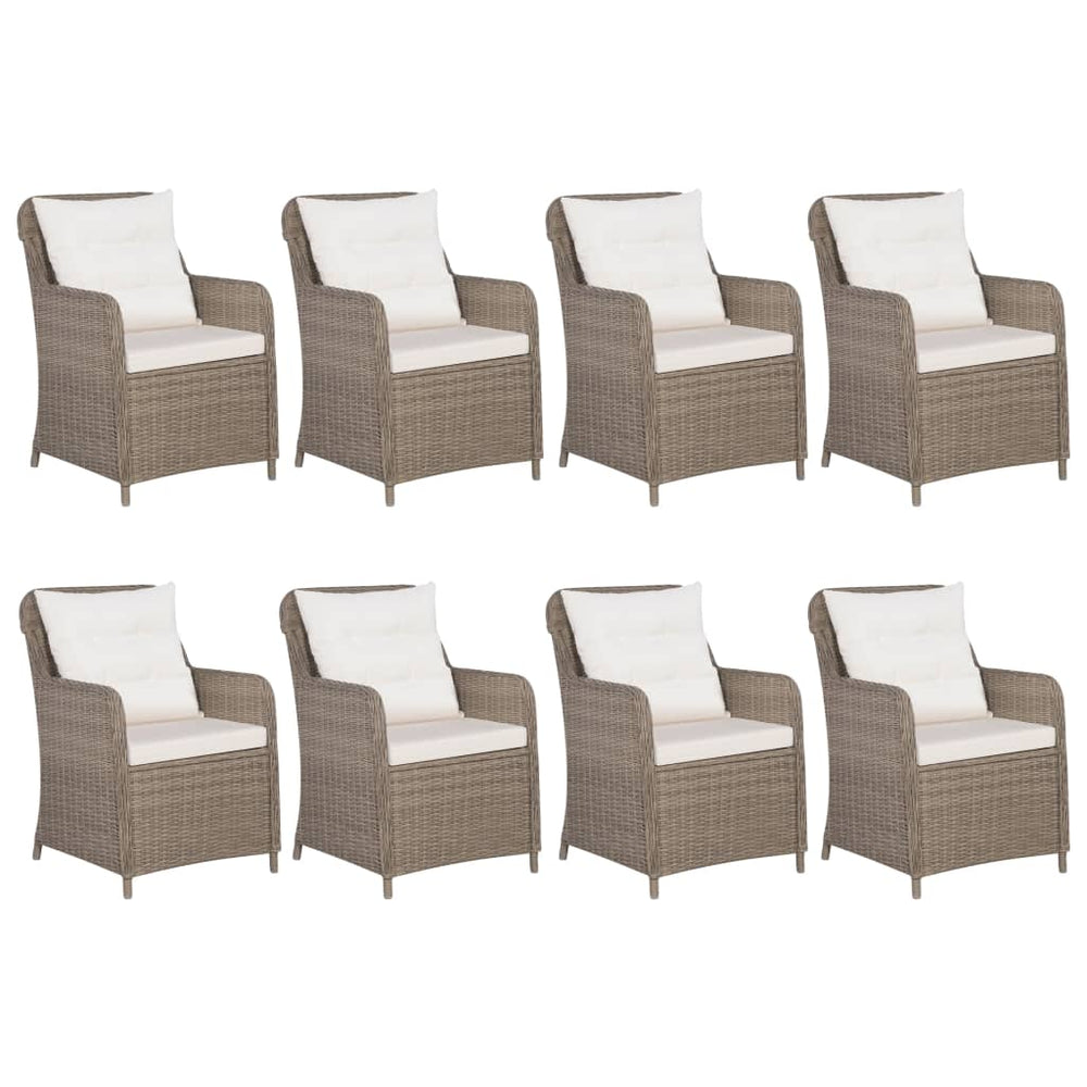 vidaXL 9-piece Garden Dining Set Poly Rattan Brown