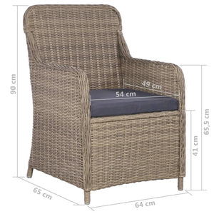 9-tlg. Garten-Essgruppe Poly Rattan Braun