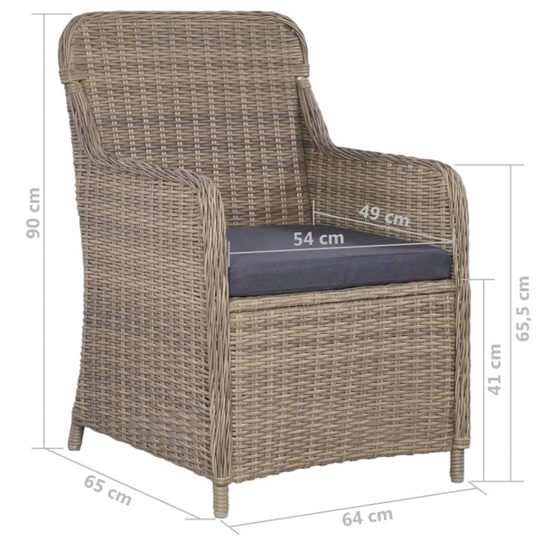 9-tlg. Garten-Essgruppe Poly Rattan Braun