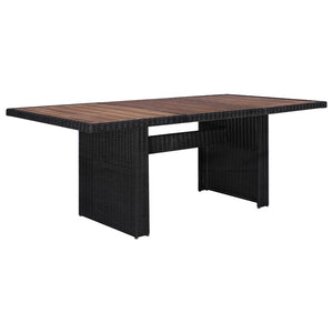 7-tlg. Garten-Essgruppe Poly Rattan Schwarz