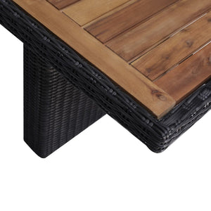 7-tlg. Garten-Essgruppe Poly Rattan Schwarz