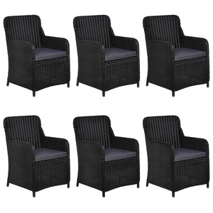 7-tlg. Garten-Essgruppe Poly Rattan Schwarz