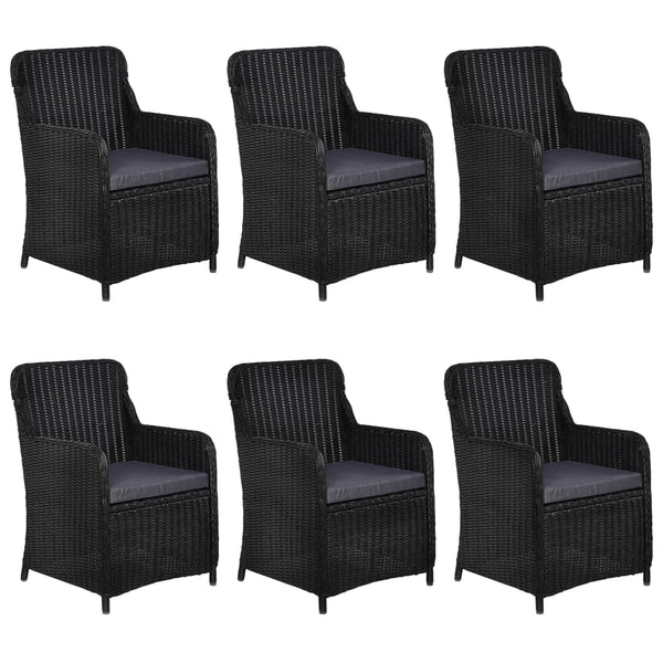 7-tlg. Garten-Essgruppe Poly Rattan Schwarz