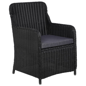 7-tlg. Garten-Essgruppe Poly Rattan Schwarz