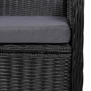 7-tlg. Garten-Essgruppe Poly Rattan Schwarz