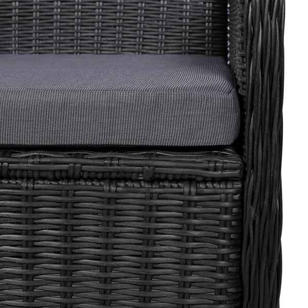 7-tlg. Garten-Essgruppe Poly Rattan Schwarz