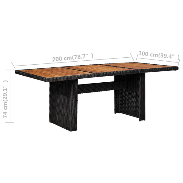 7-tlg. Garten-Essgruppe Poly Rattan Schwarz