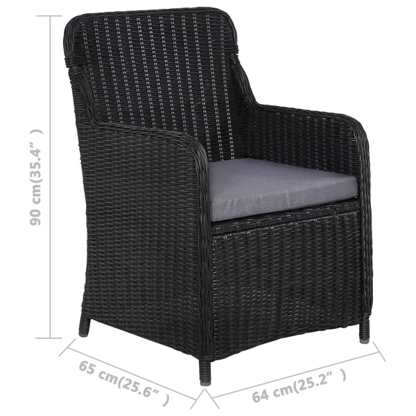7-tlg. Garten-Essgruppe Poly Rattan Schwarz
